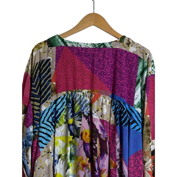 Conditions Apply Risa Patchwork Boho Blouse Tiered Button Front Women’s Size 3X - Picture 8 of 9